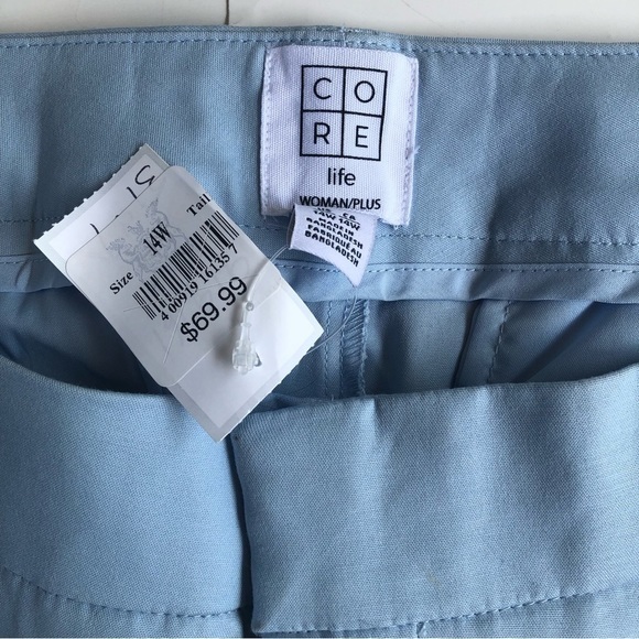 Core Life Pants Light Blue Size 14W Cropped Cotton Slash Pockets‎ New - Picture 7 of 11